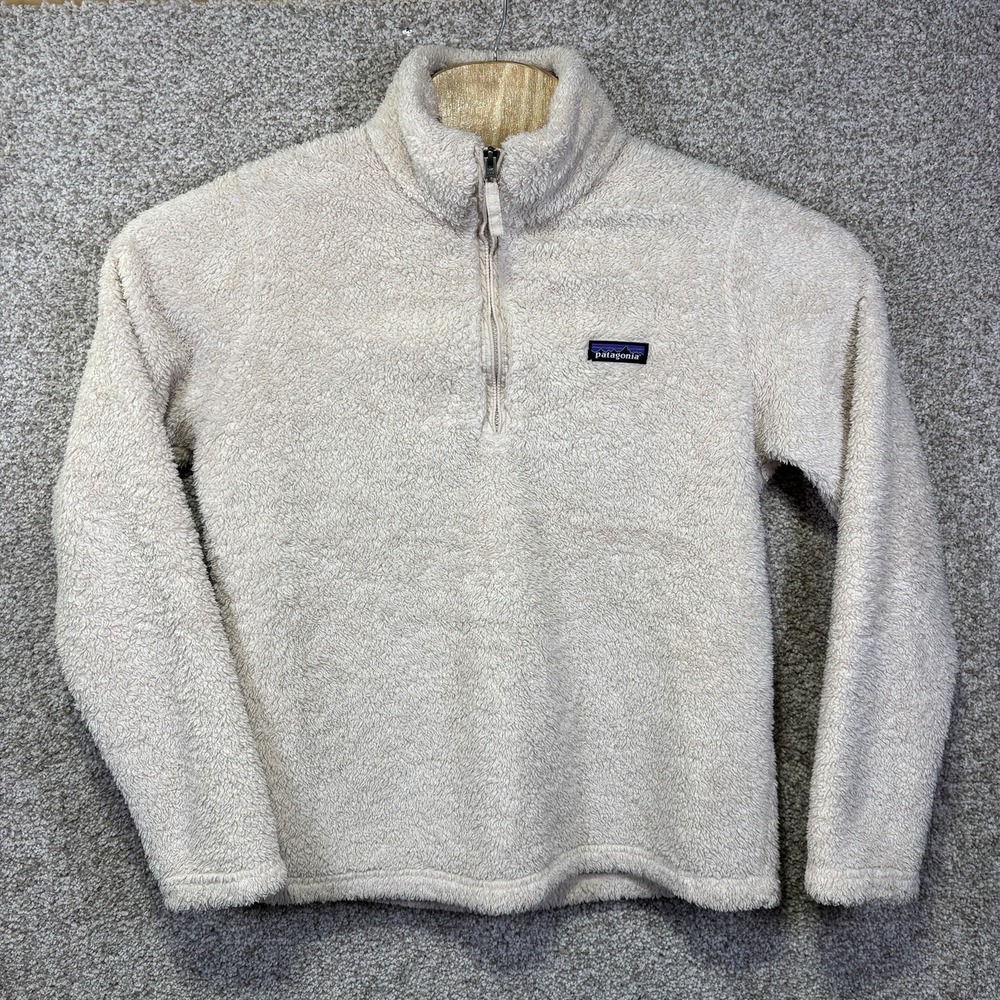 Patagonia Fleece Pullover Womens Large White 1/4 Zip Pataloha Mock Neck Sherpa